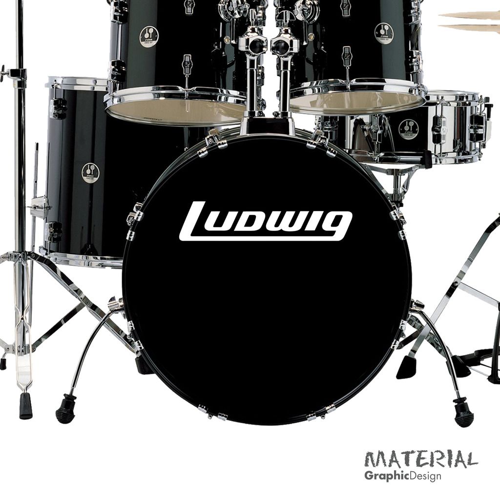 2x Ludwig Logo Sticker Decal fork bass drum Head Drums kit Percussion